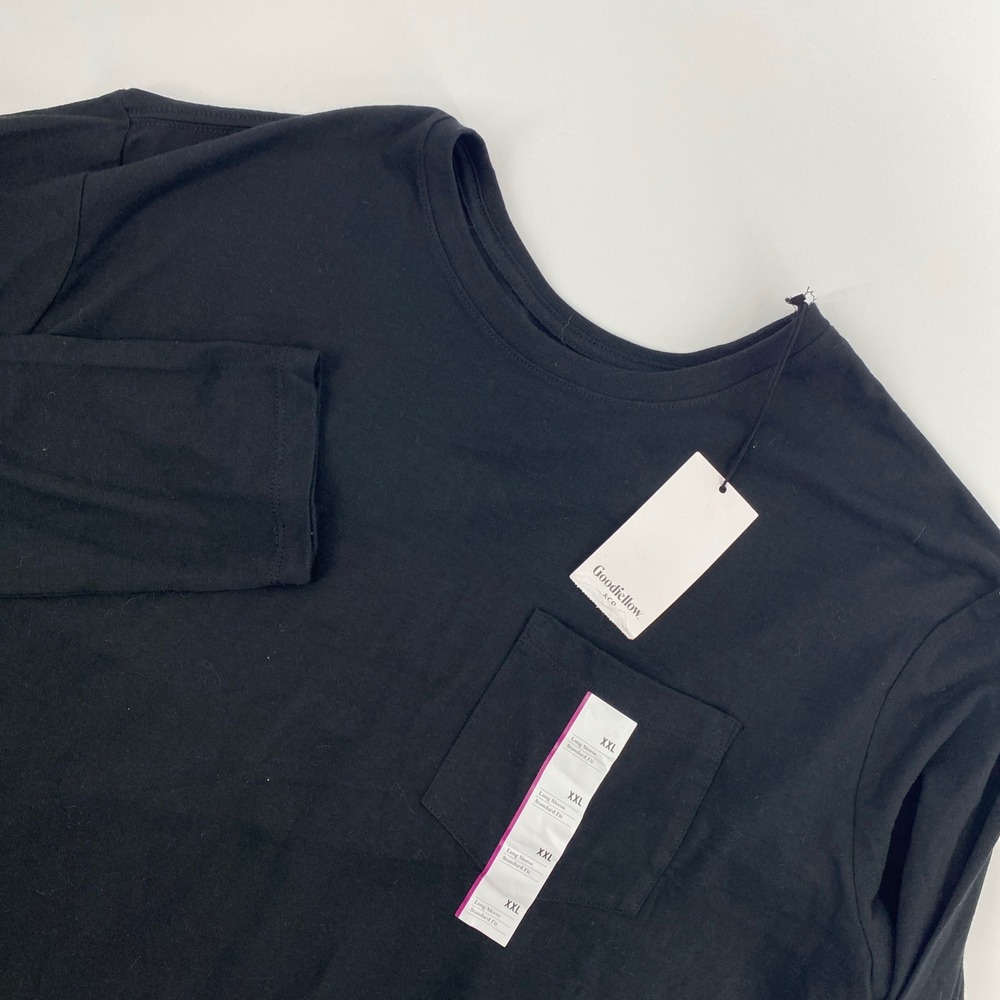 NEW Goodfellow T Shirt Mens XXL Black Pocket Standard Fit Basic Sustainable